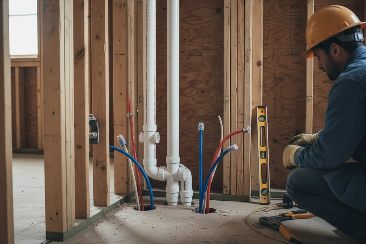 Drain and supply rough-in during Sump Pump Repair in Westlake Village